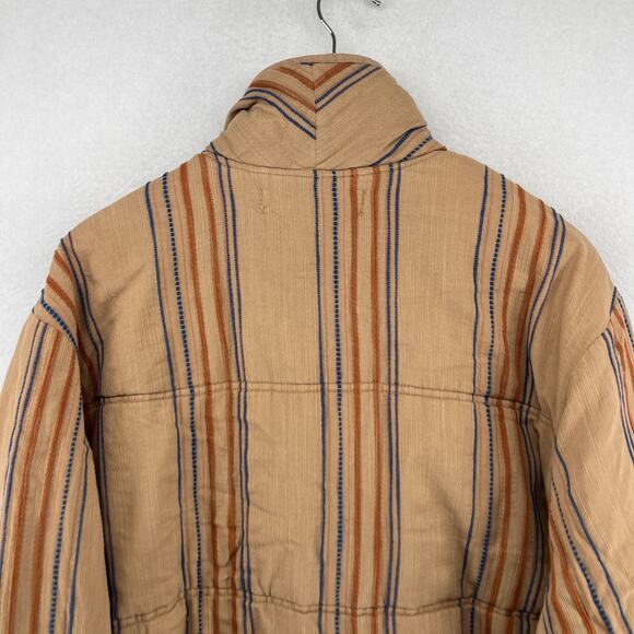 FREE PEOPLE Jacket M Astrid Quilted Insulated Oversized Striped Cotton Brown - Picture 4 of 16